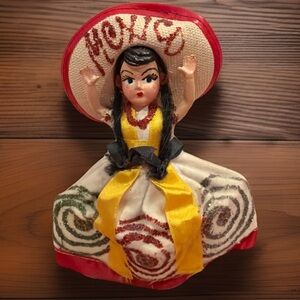 Vintage Mexican Doll 7” Souvenir Folk Art